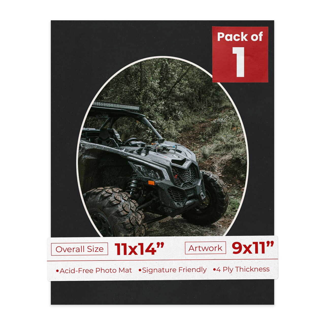 Black Suede Mat Board for 11x14 Frames - Oval Opening for 9x11 Photos